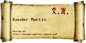 Kender Martin névjegykártya